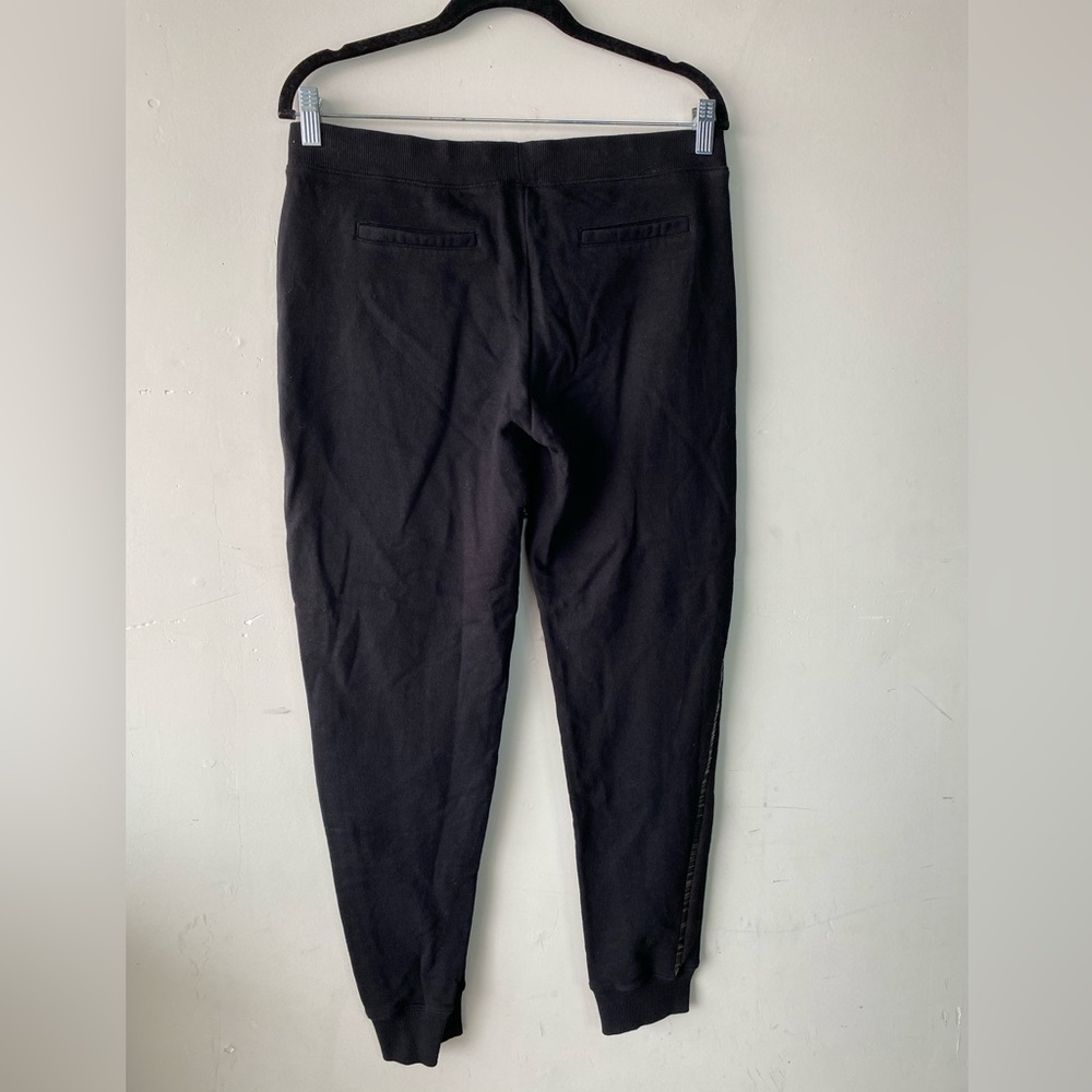 Juicy Couture Black Cotton Joggers Metallic Beaded Side Stripe Trim Charm M - Picture 4 of 8